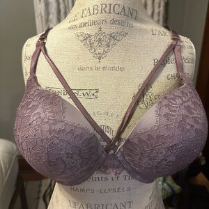 Purple Lace Full Coverage Push-Up Bra with Molded Cups